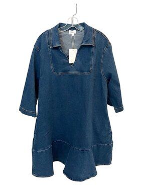 NEW Lovelo Dark Wash Denim A-Line Dress Preppy Summer Boho - Size 1XL